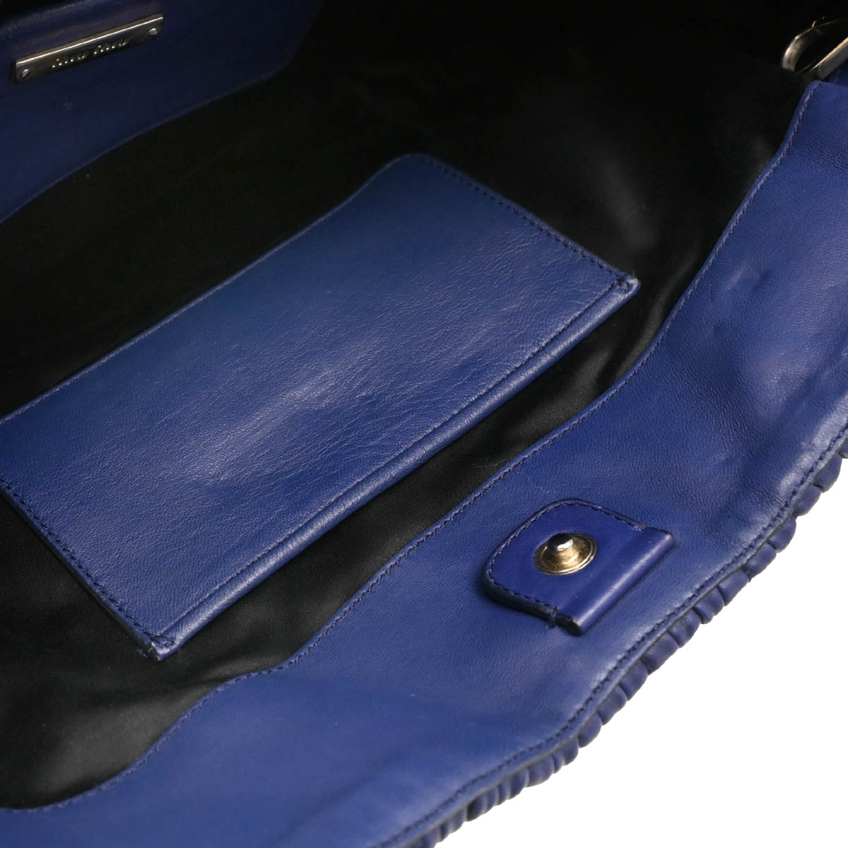 Miu Miu Blue Lambskin Nappa Crystal Handbag