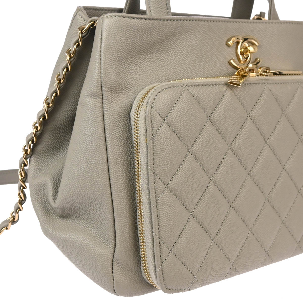Chanel 2019 Gray Caviar 2way Shoulder Handbag
