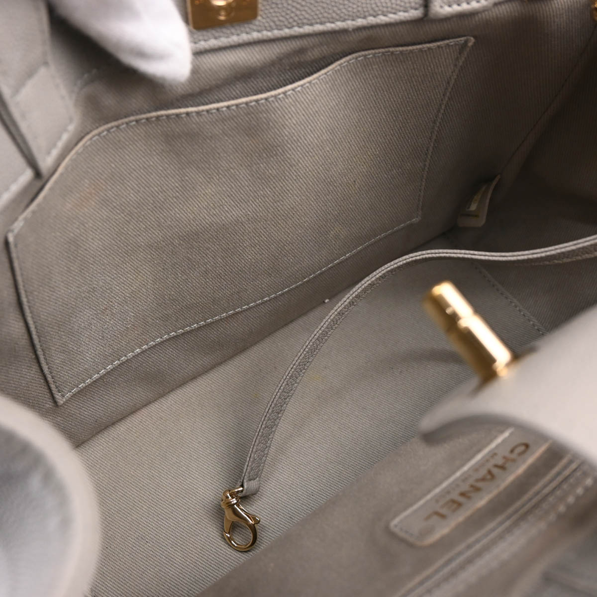 Chanel 2019 Gray Caviar 2way Shoulder Handbag