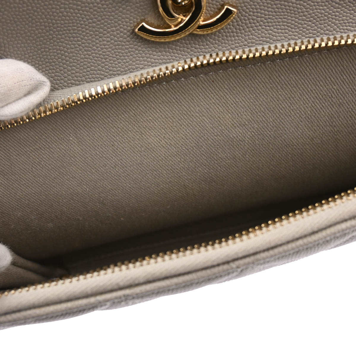 Chanel 2019 Gray Caviar 2way Shoulder Handbag
