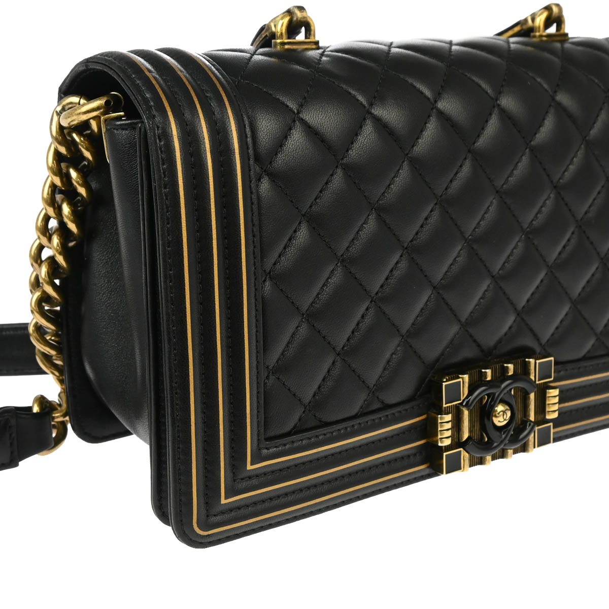 Boy Chanel 2017-2018 Black Lambskin Medium 2way Chain Shoulder Bag