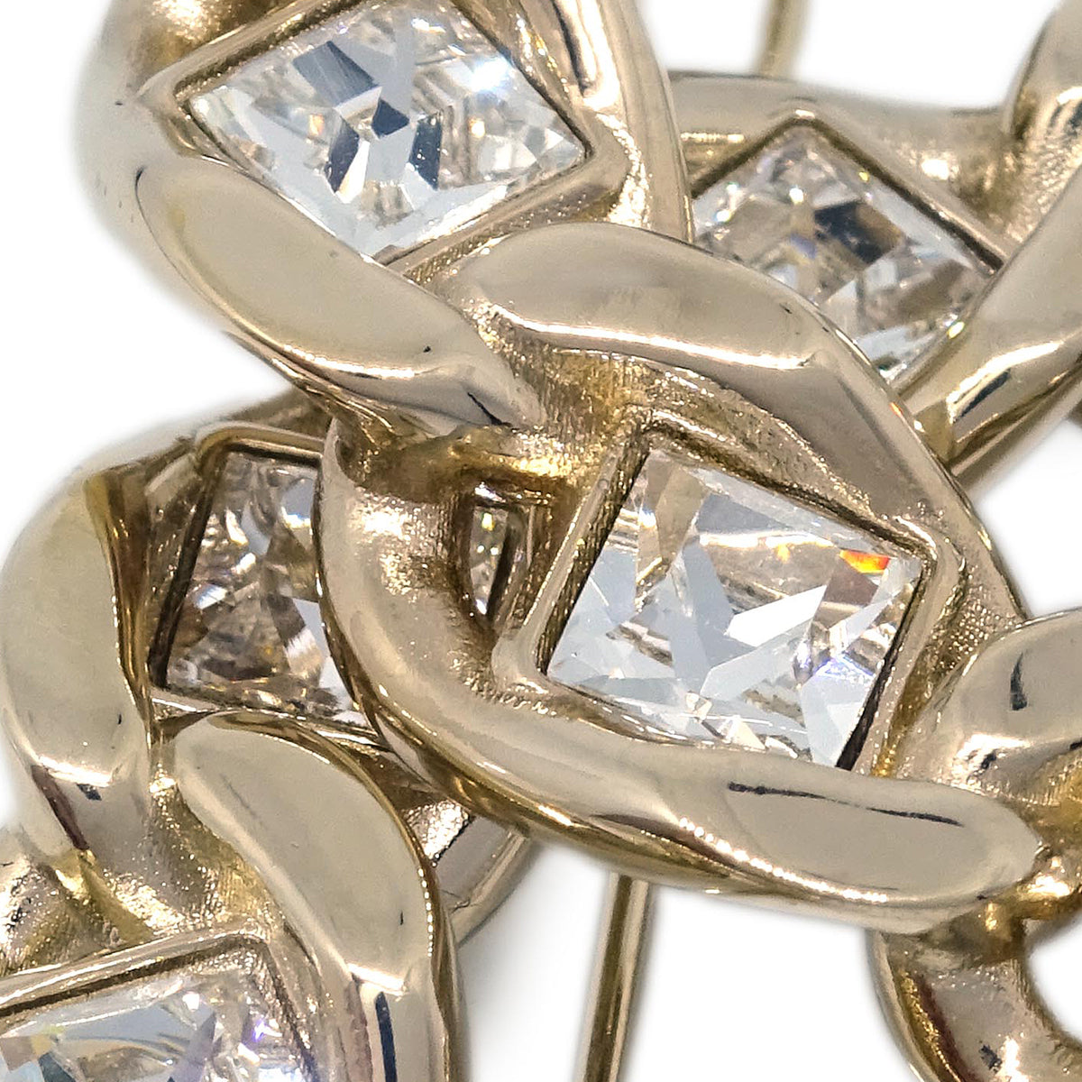 Chanel CC Rhinestone Brooch Pin Gold B19S