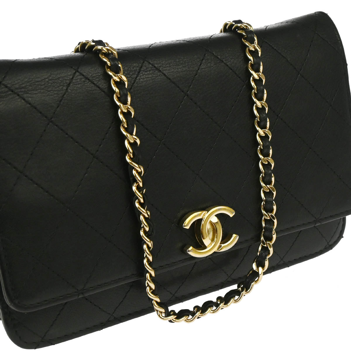 Chanel 2019 Black Lambskin WOC Wallet Shoulder Bag