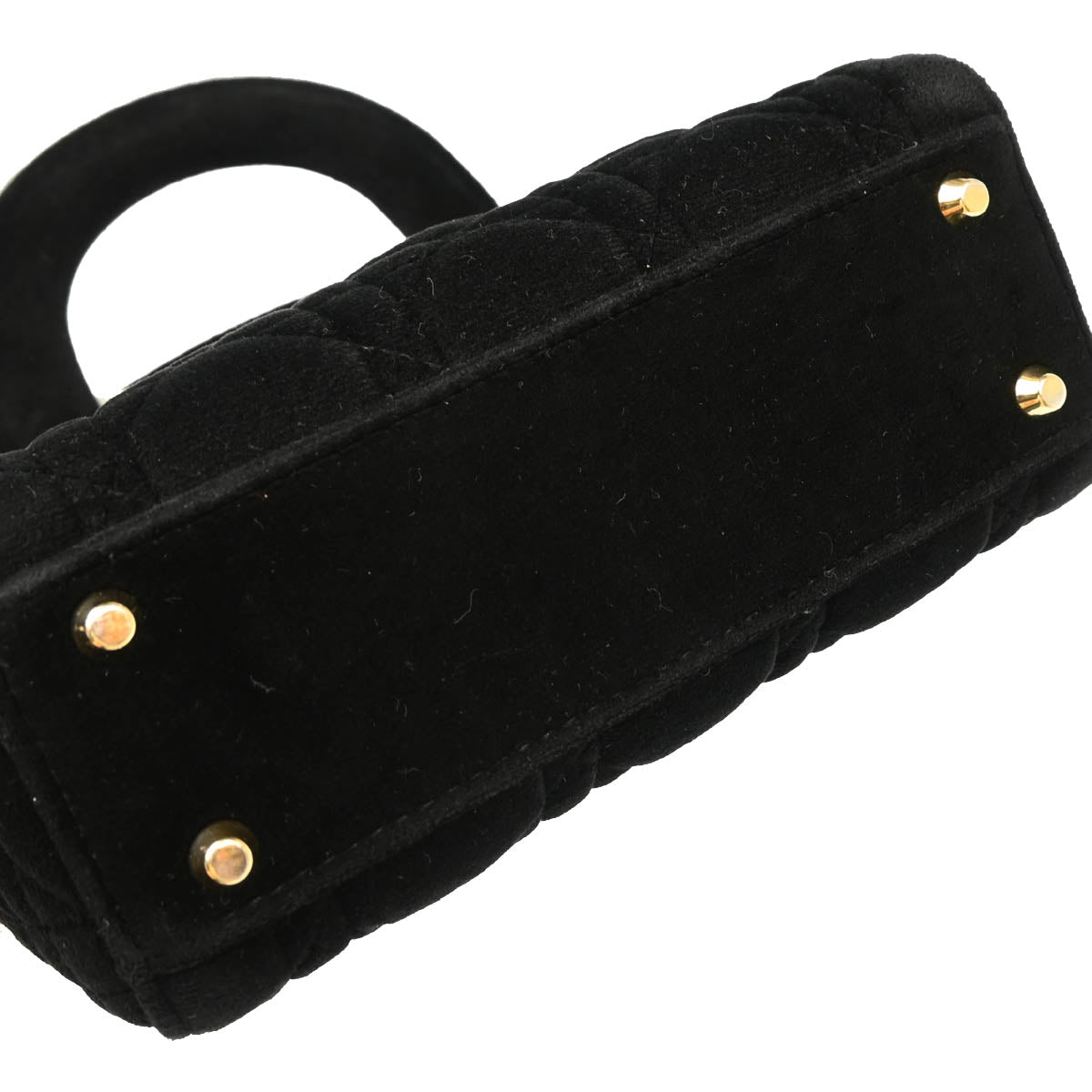 Christian Dior 2019 Black Velvet Small Lady Dior Cannage 2way Handbag