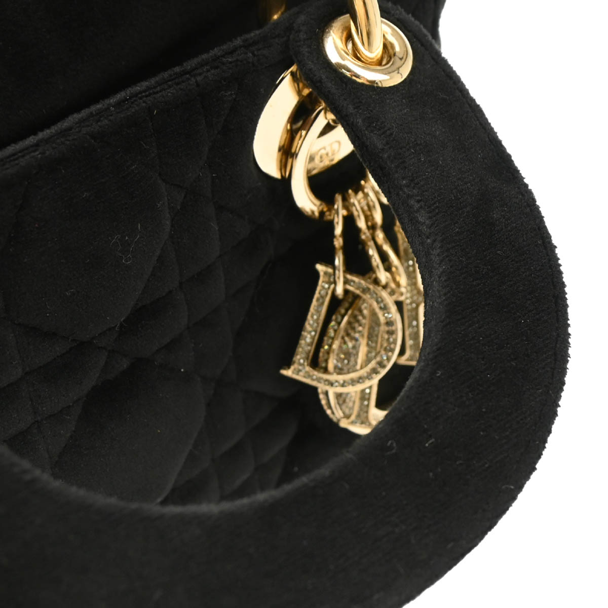 Christian Dior 2019 Black Velvet Small Lady Dior Cannage 2way Handbag