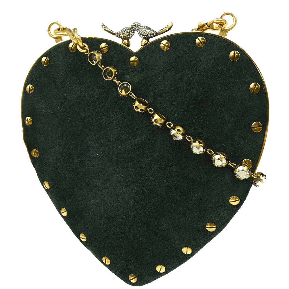 Christian Dior 2017 Black Suede Heart Chain Shoulder Bag