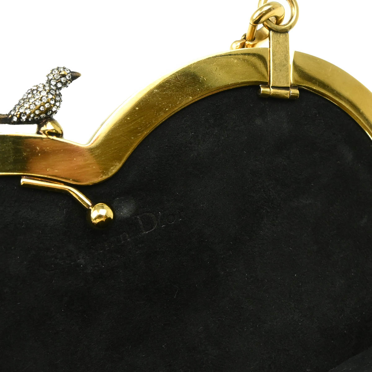 Christian Dior 2017 Black Suede Heart Chain Shoulder Bag