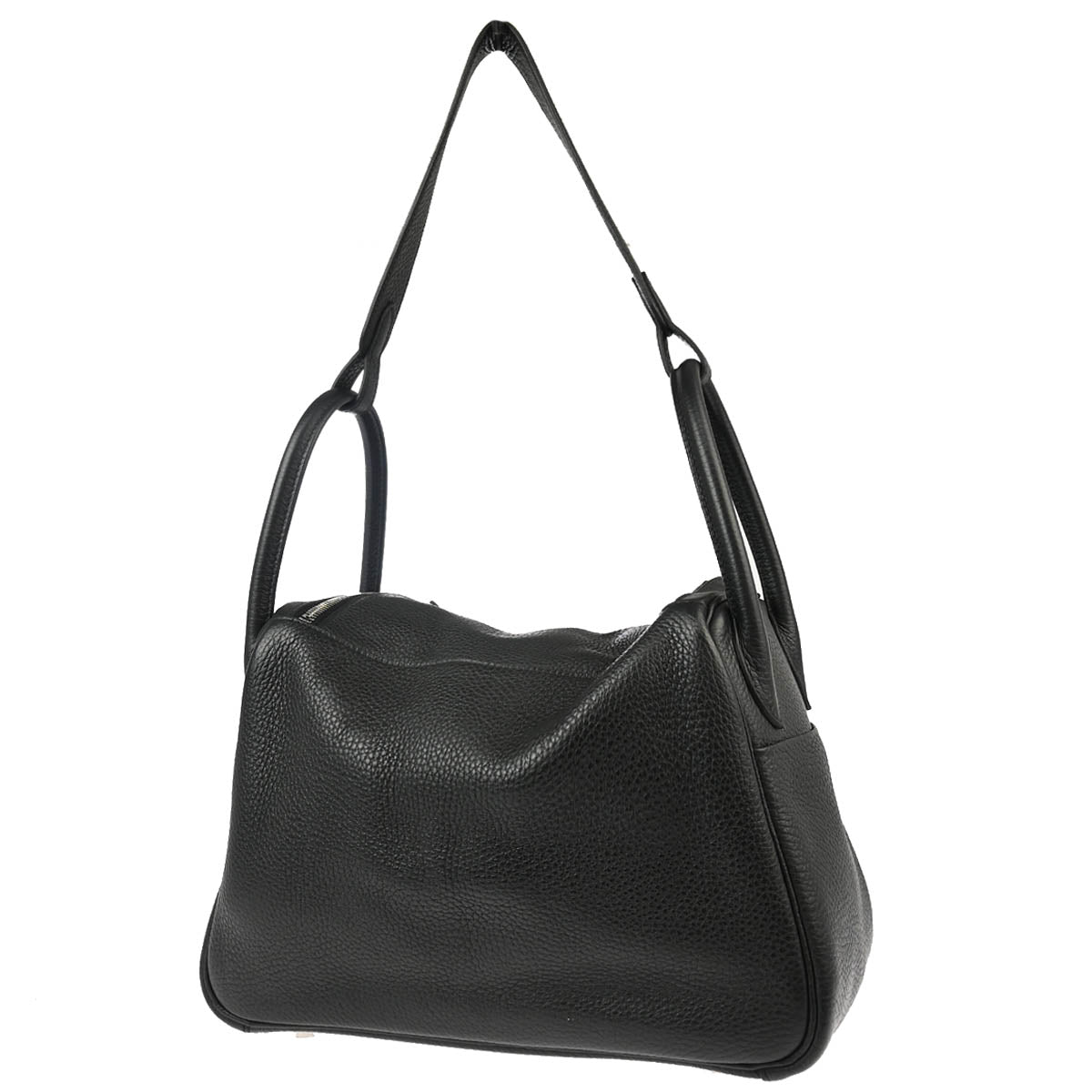 Hermes 2018 Black Taurillon Clemence Lindy 30 Shoulder Bag