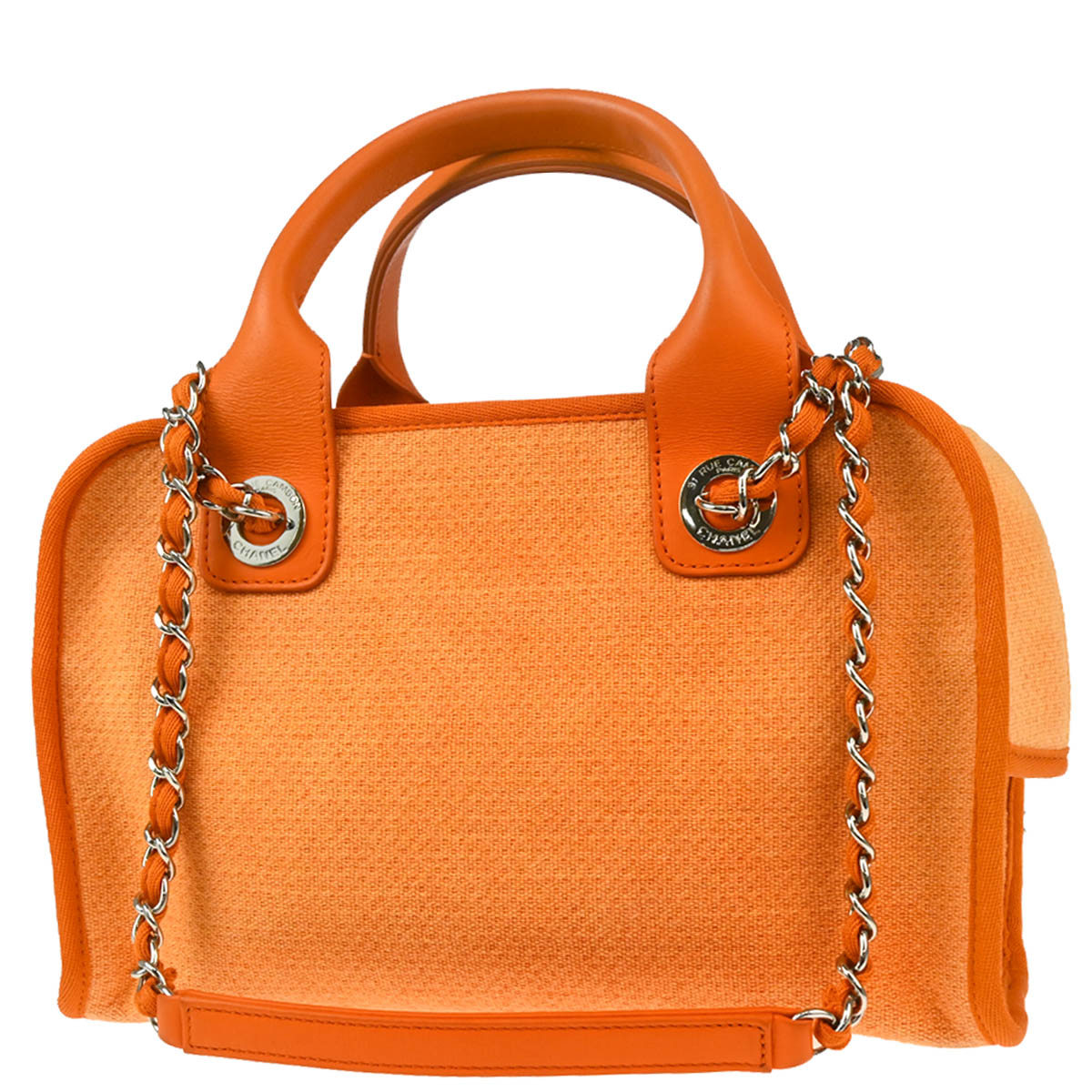 Chanel 2014-2015 Orange Canvas Deauville Bowling 2way Shoulder Handbag