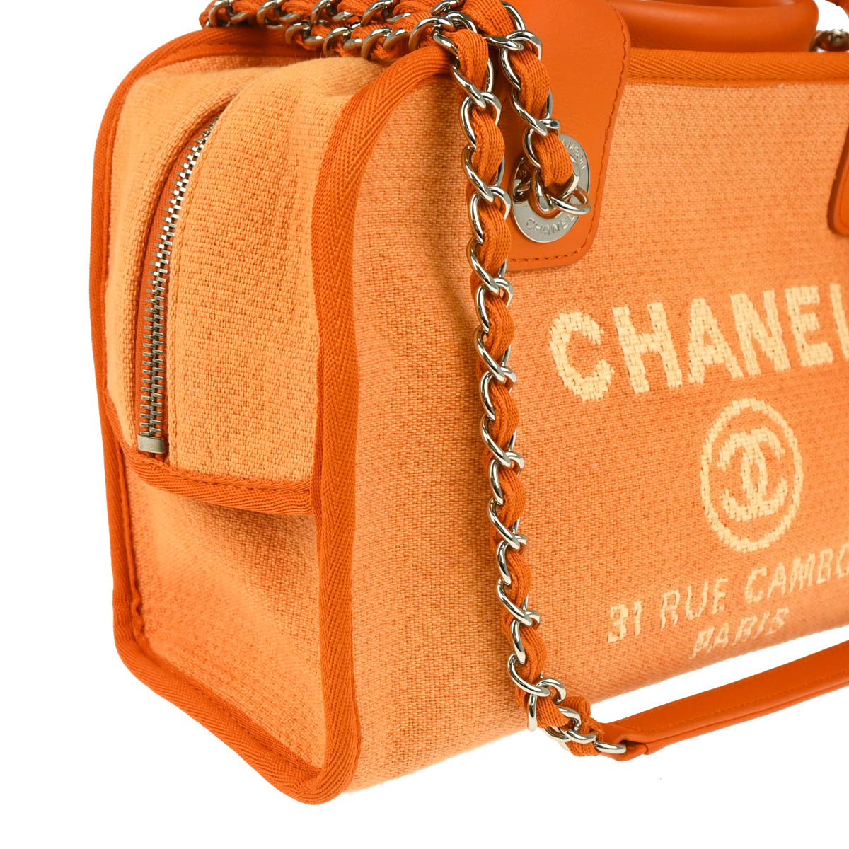 Chanel 2014-2015 Orange Canvas Deauville Bowling 2way Shoulder Handbag