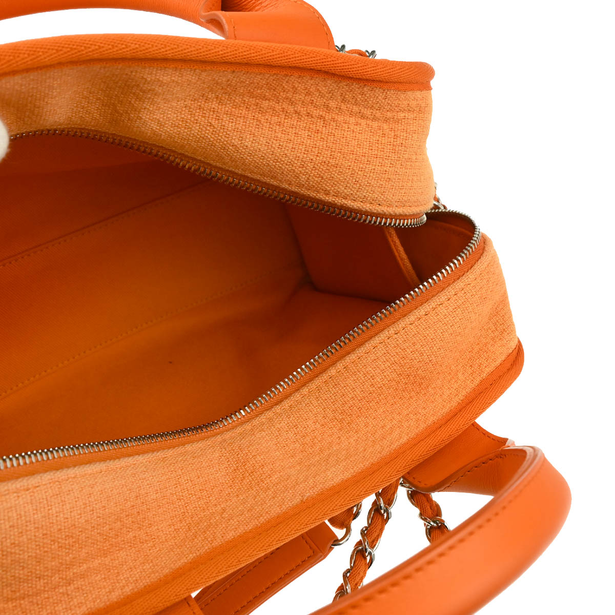 Chanel 2014-2015 Orange Canvas Deauville Bowling 2way Shoulder Handbag