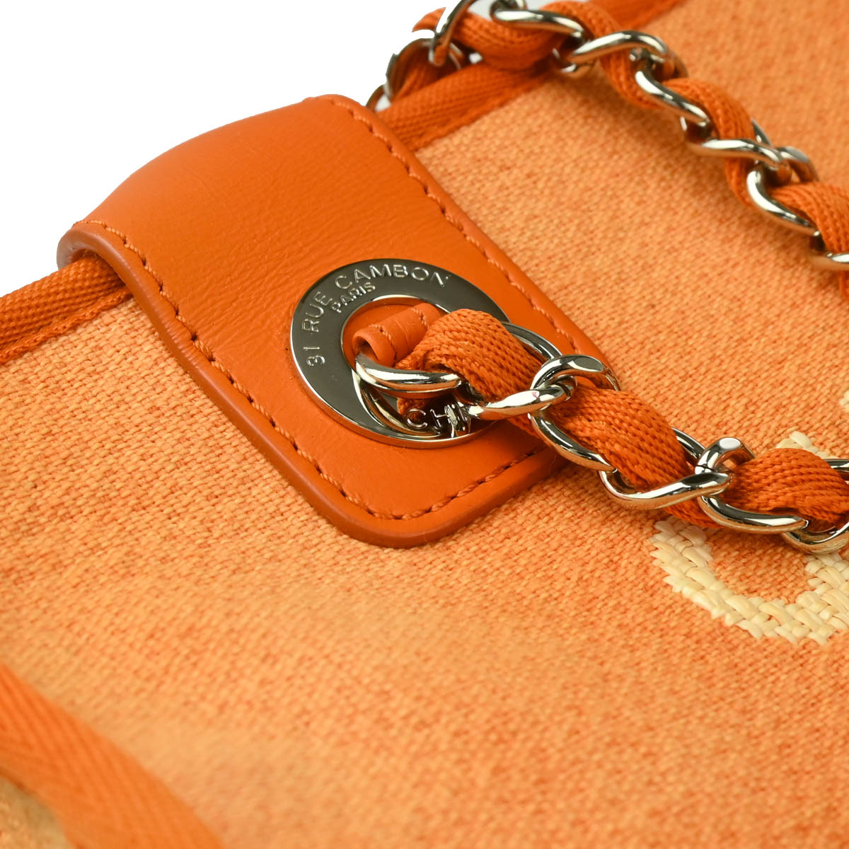 Chanel 2014-2015 Orange Canvas Deauville Bowling 2way Shoulder Handbag