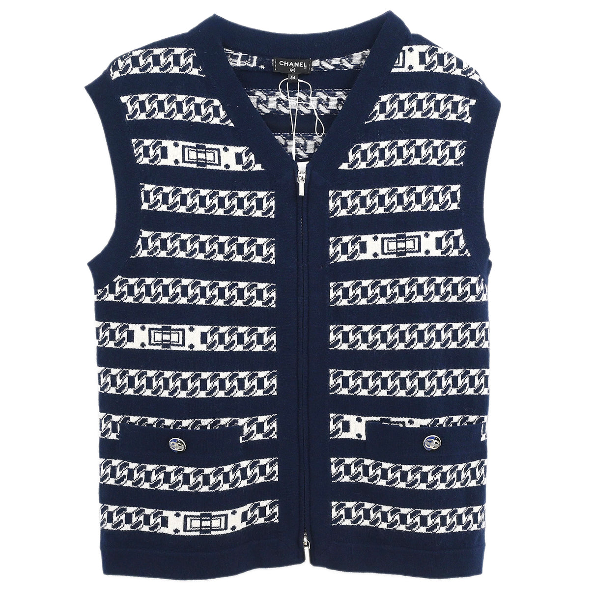 Chanel 2017 Sleeveless Vest Jacket Navy #34