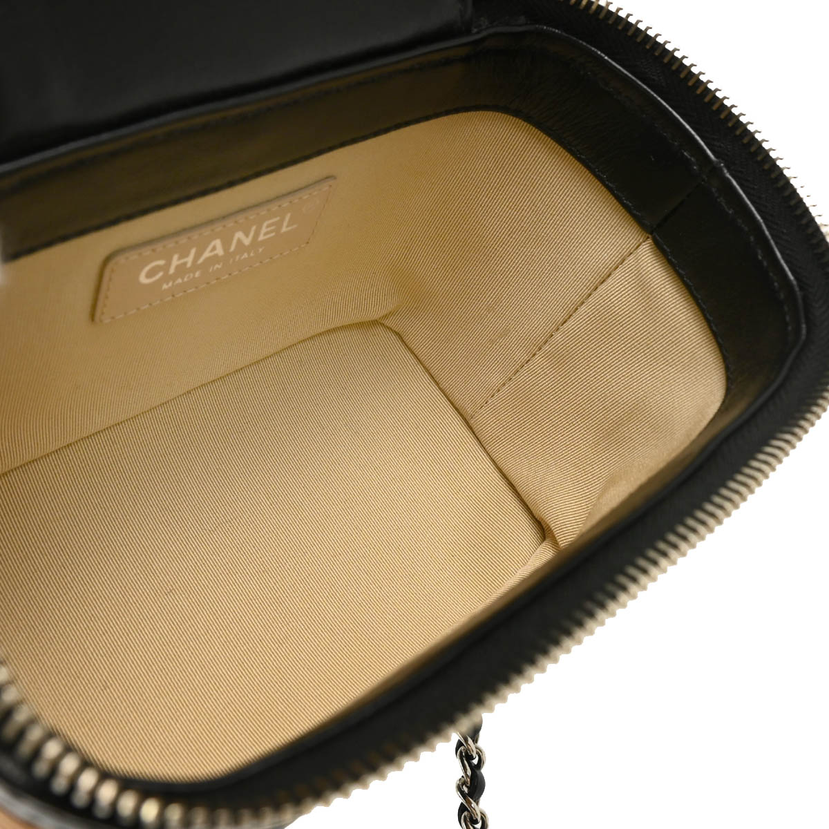 Chanel 2019 Brown Black Ratan Leather 2way Shoulder Vanity Handbag