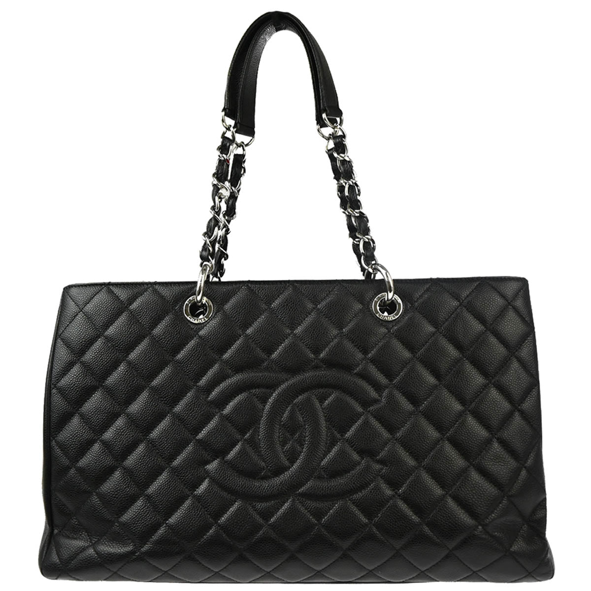 Chanel 2012 Black Caviar Grand Shopping Tote GST XL Handbag