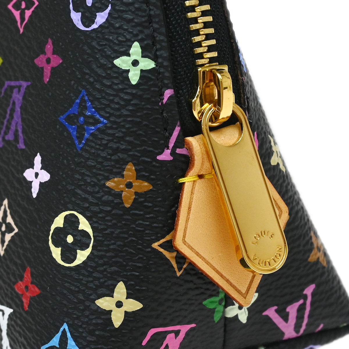 Louis Vuitton 2012 Black Monogram Multicolor Pochette Cosmetic M47355