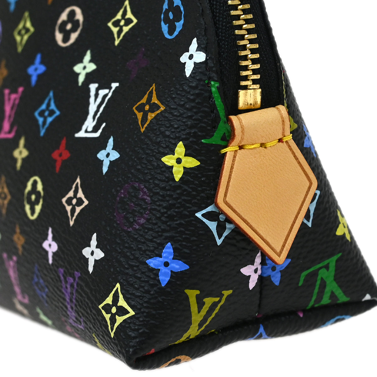 Louis Vuitton 2012 Black Monogram Multicolor Pochette Cosmetic M47355