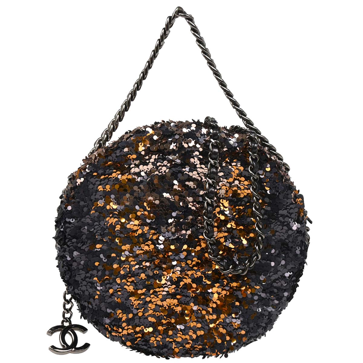 Chanel 2018-2019 Navy Lambskin Sequins 2way Shoulder Handbag