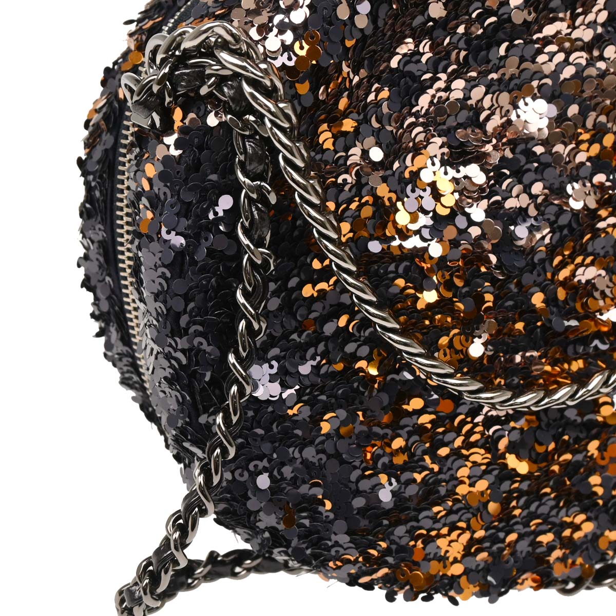 Chanel 2018-2019 Navy Lambskin Sequins 2way Shoulder Handbag