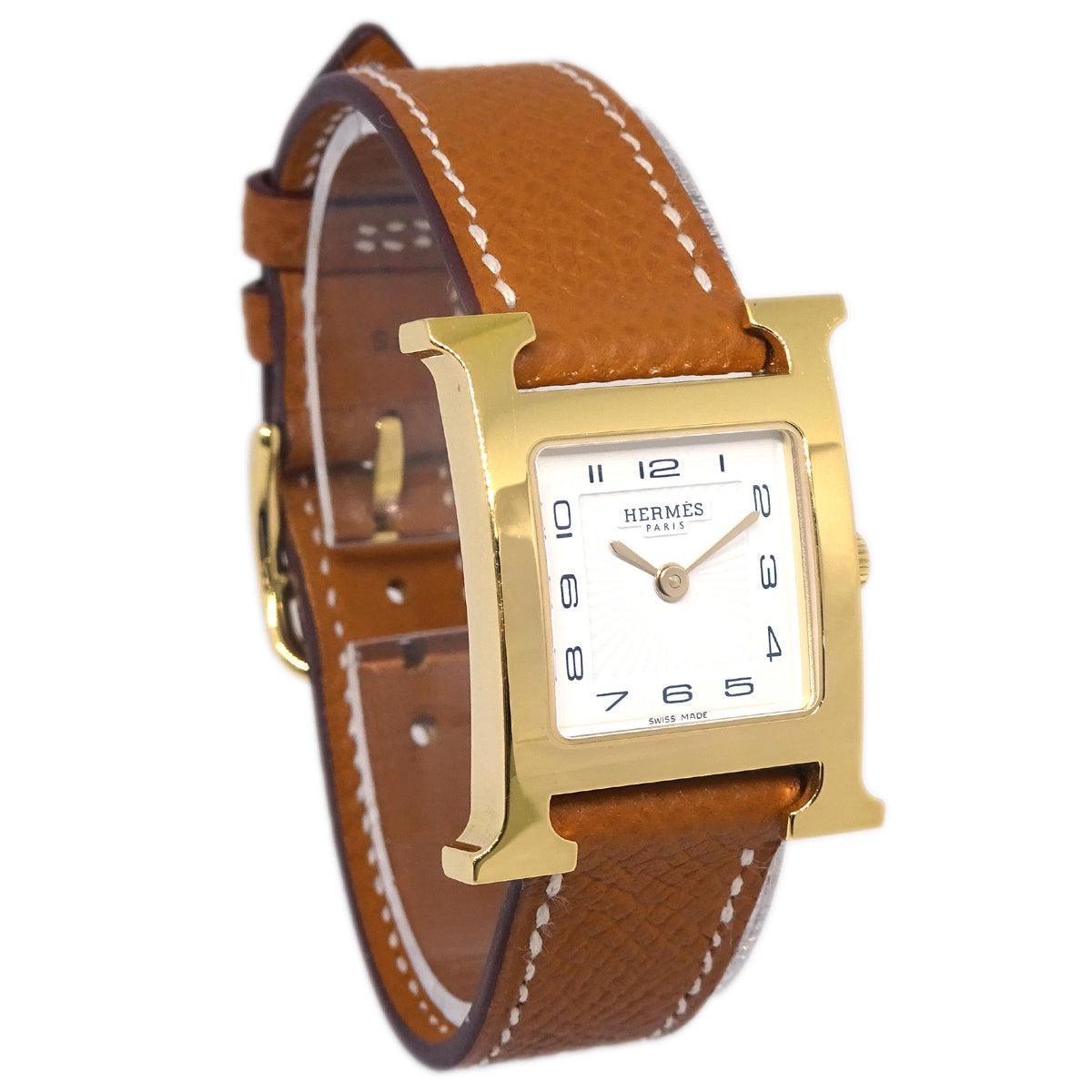 Hermes H Watch HH1.201e Quartz Watch B Gold Brown
