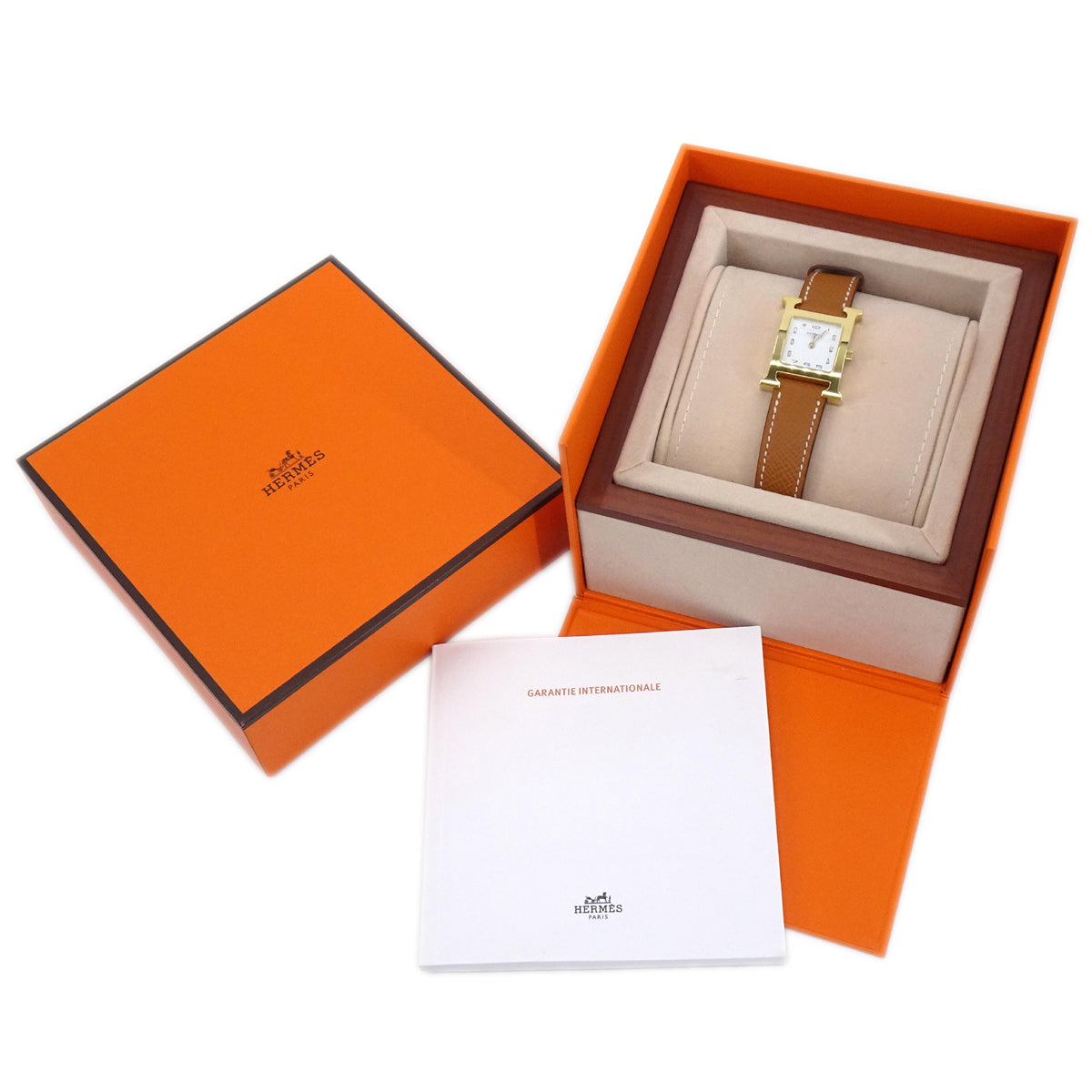 Hermes H Watch HH1.201e Quartz Watch B Gold Brown