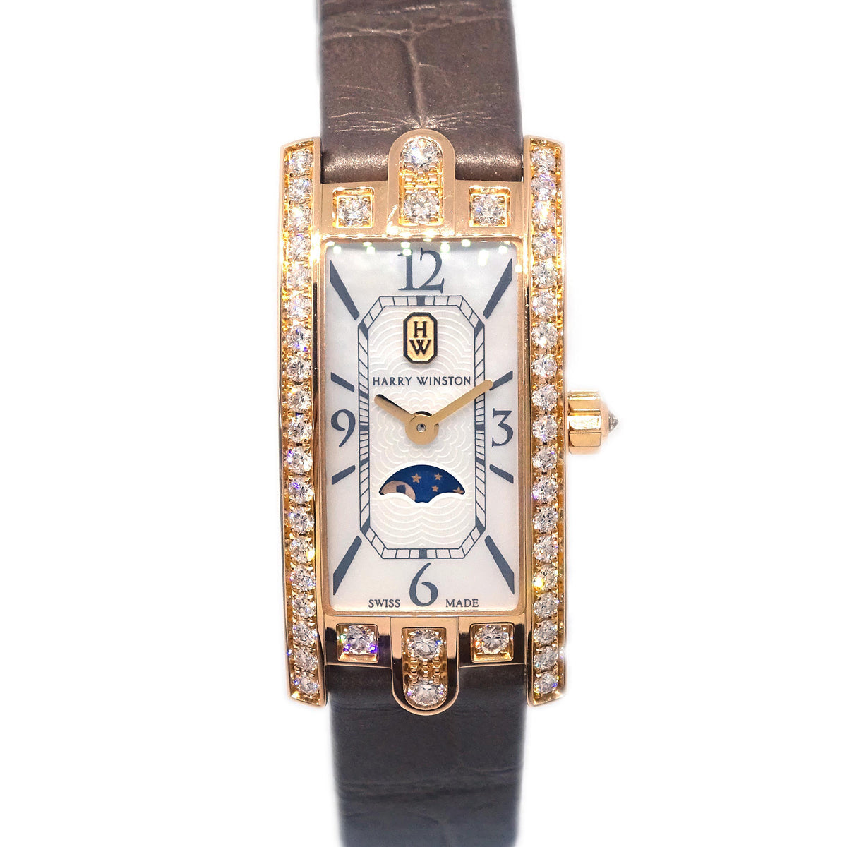 Harry Winston * AVCQMP16RR001 Avenue C Mini Moonphase Watch 18KPG