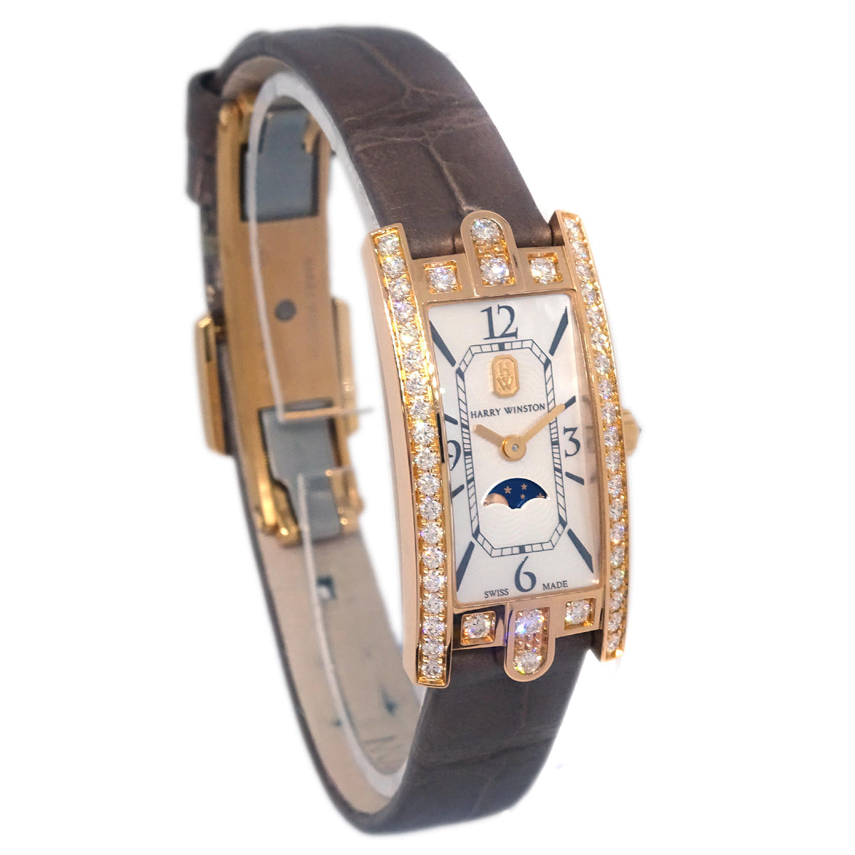 Harry Winston * AVCQMP16RR001 Avenue C Mini Moonphase Watch 18KPG
