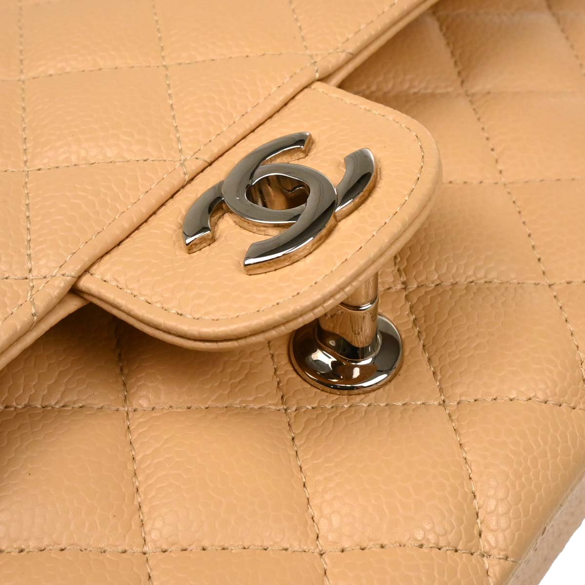 Chanel 2019 Beige Caviar Medium Classic Double Flap Shoulder Bag