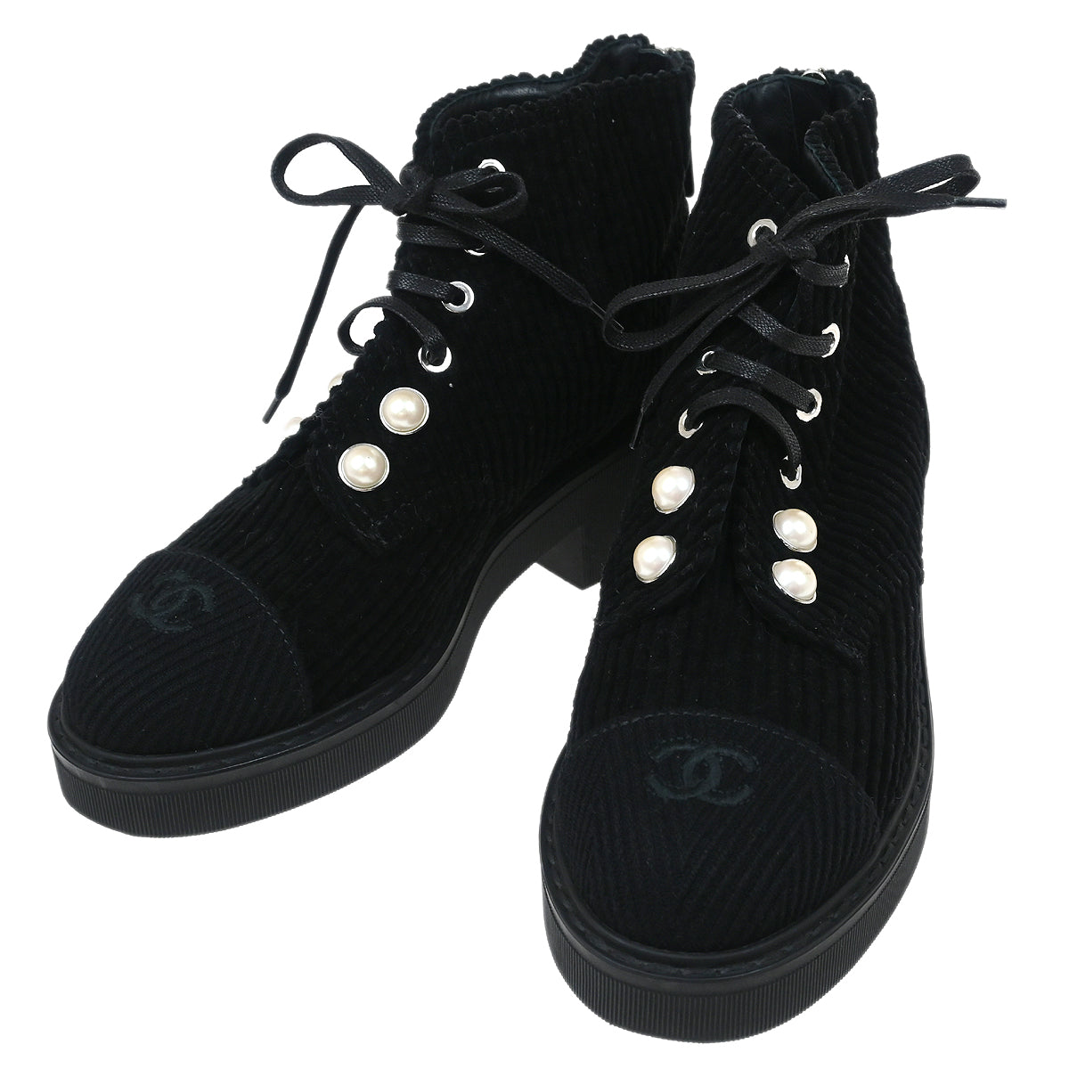 Chanel * Black Corduroy Shoes Sneakers #35
