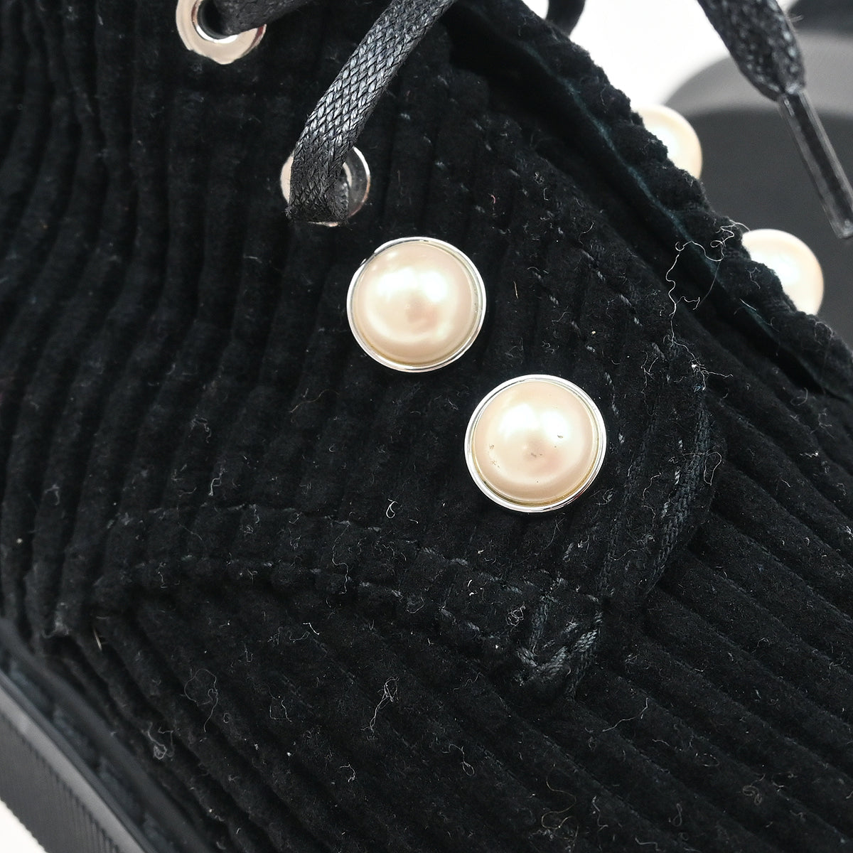 Chanel * Black Corduroy Shoes Sneakers #35