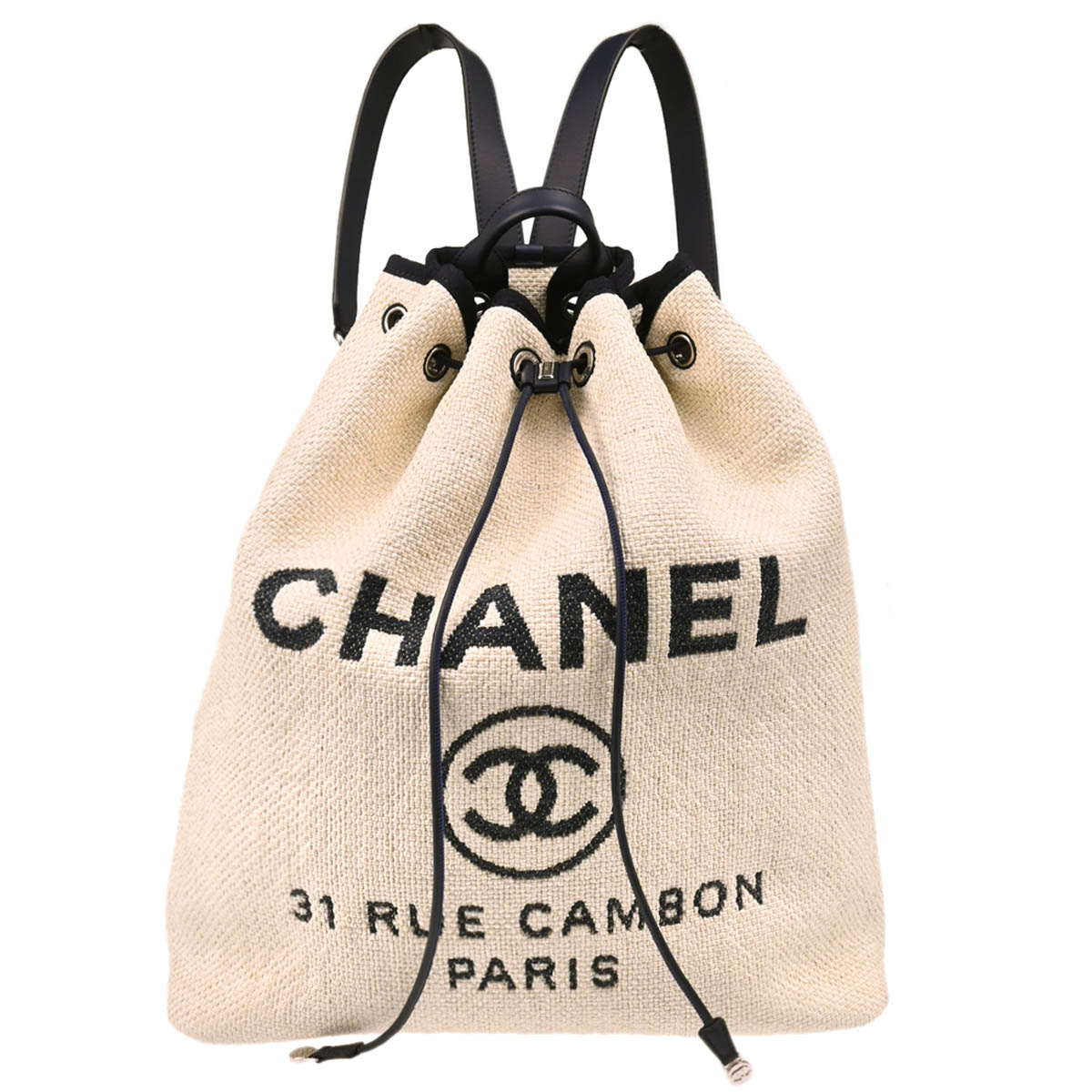 Chanel 2017 Ivory Straw Deauville Backpack
