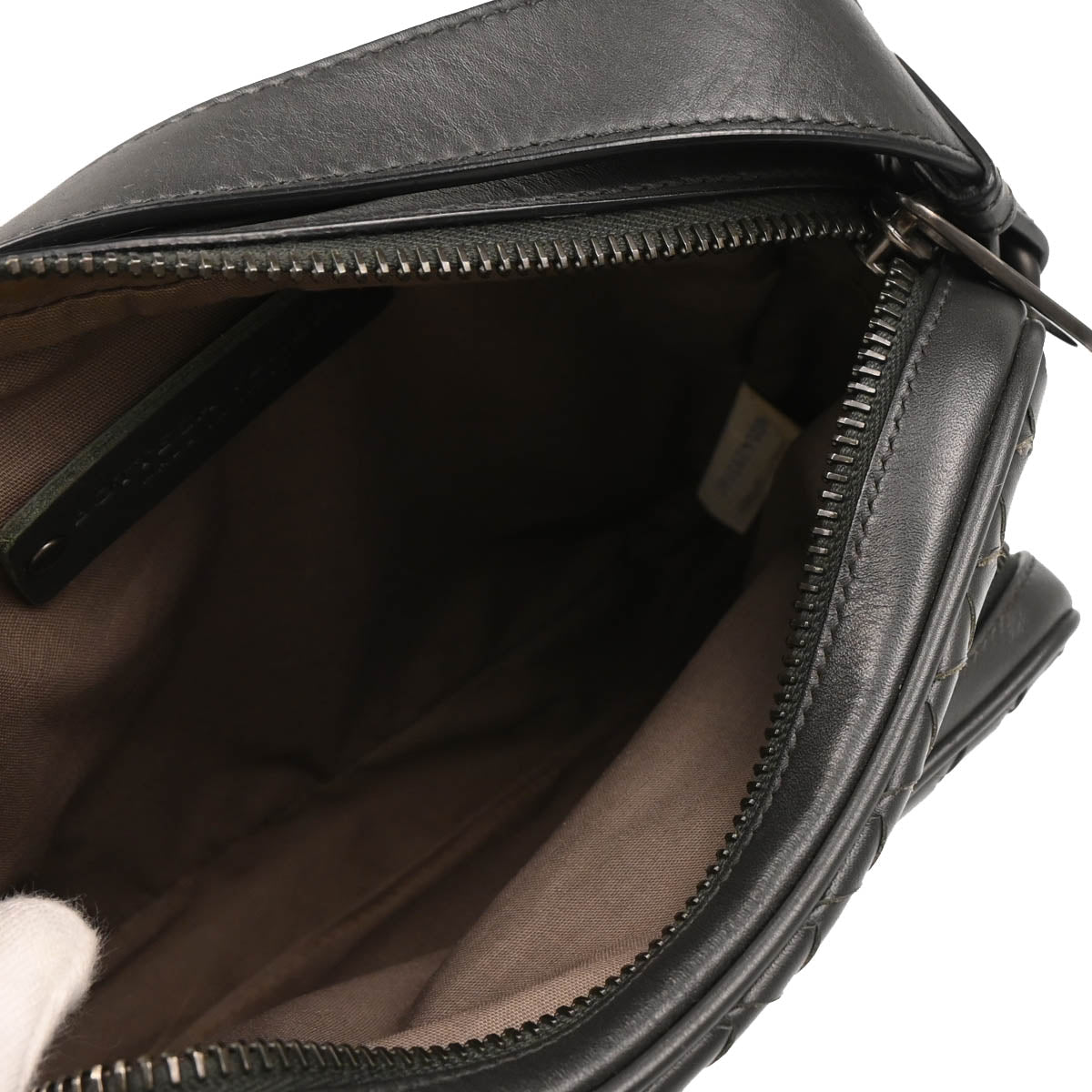 Bottega Veneta Gray Intrecciato Shoulder Bag