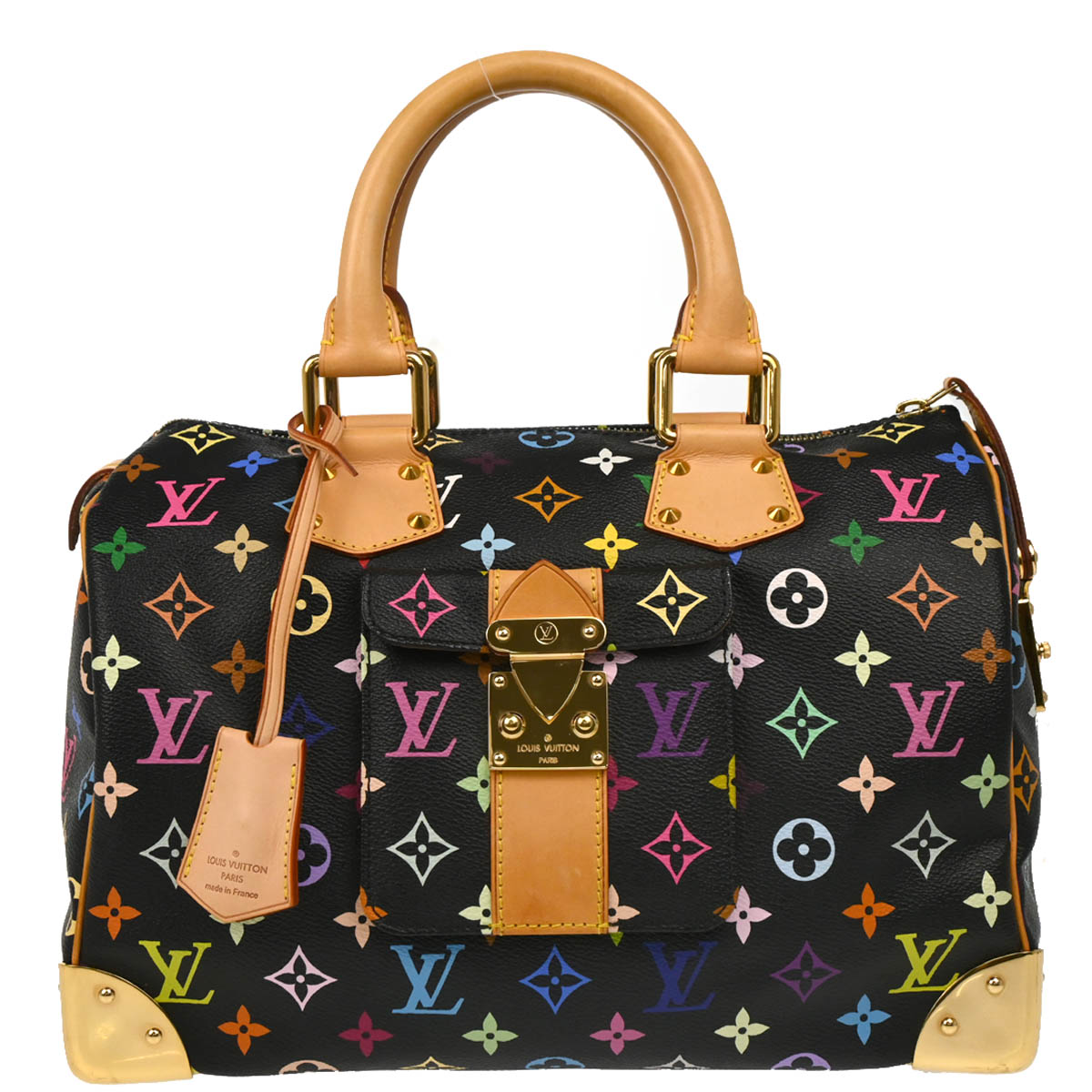 Louis Vuitton 2012 Black Monogram Multicolor Speedy 30 Handbag M92642