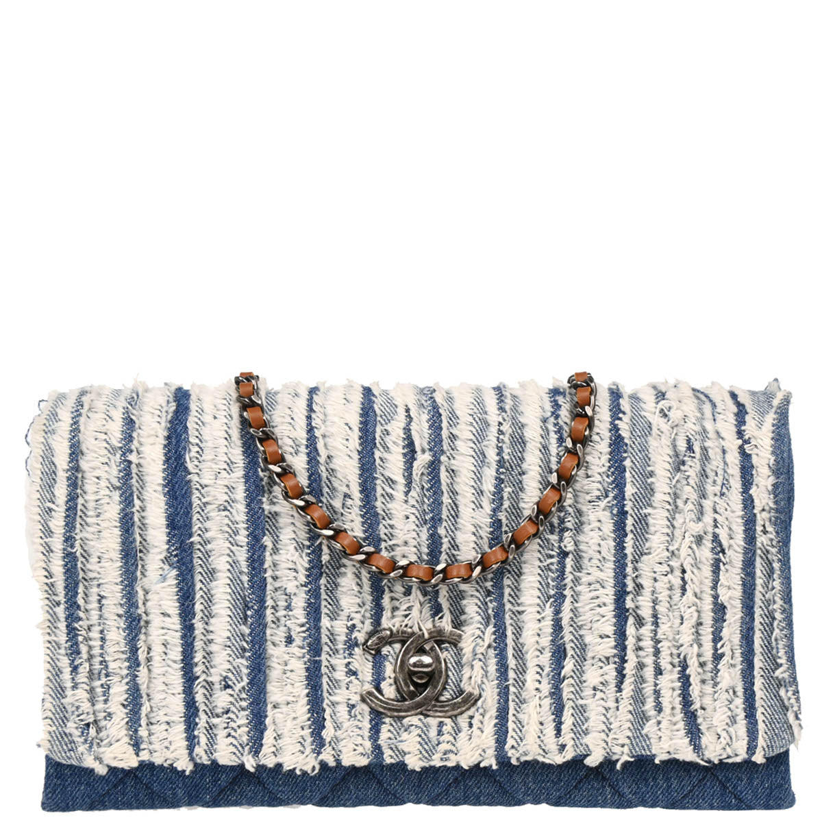Chanel 2014-2015 White Denim Canvas Shoulder Bag