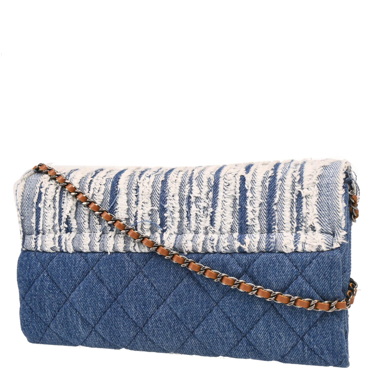 Chanel 2014-2015 White Denim Canvas Shoulder Bag