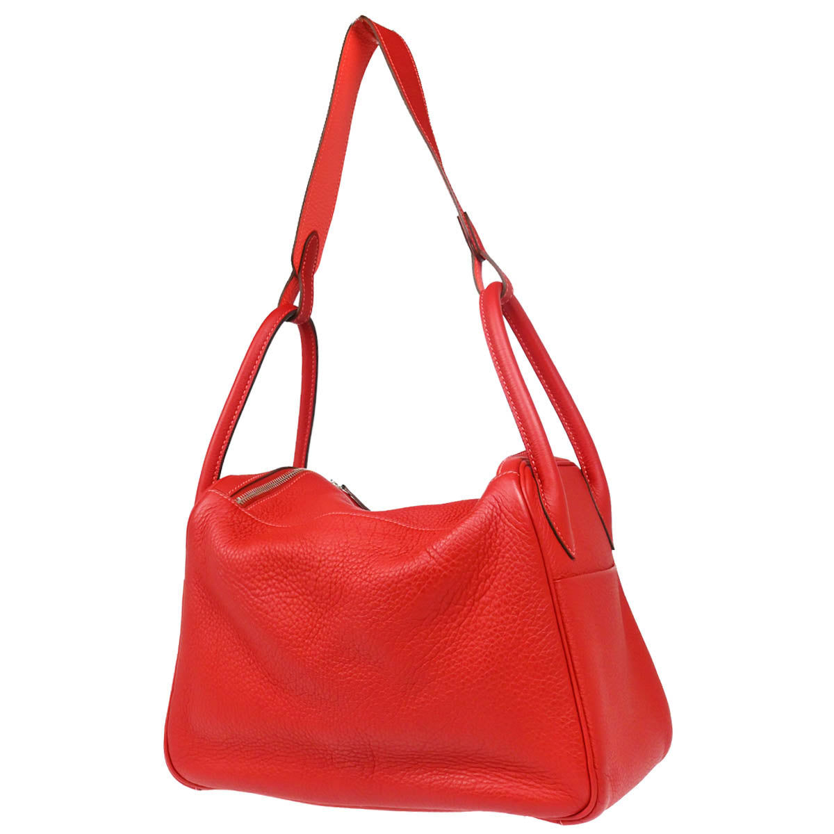 Hermes 2012 Rouge Tomate Taurillon Clemence Lindy 30 Shoulder Bag