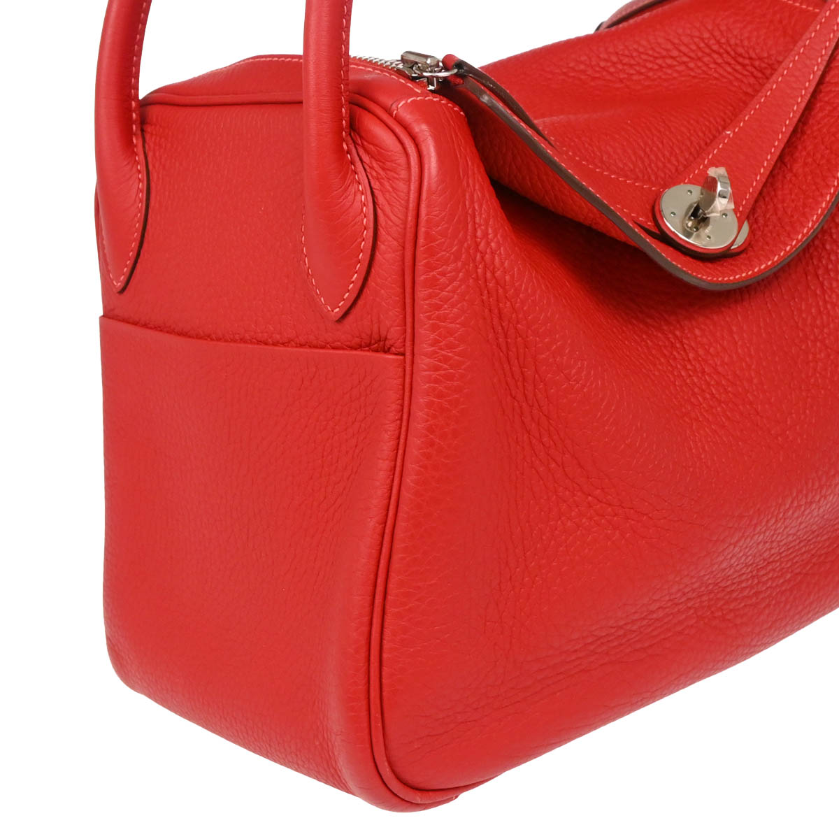 Hermes 2012 Rouge Tomate Taurillon Clemence Lindy 30 Shoulder Bag