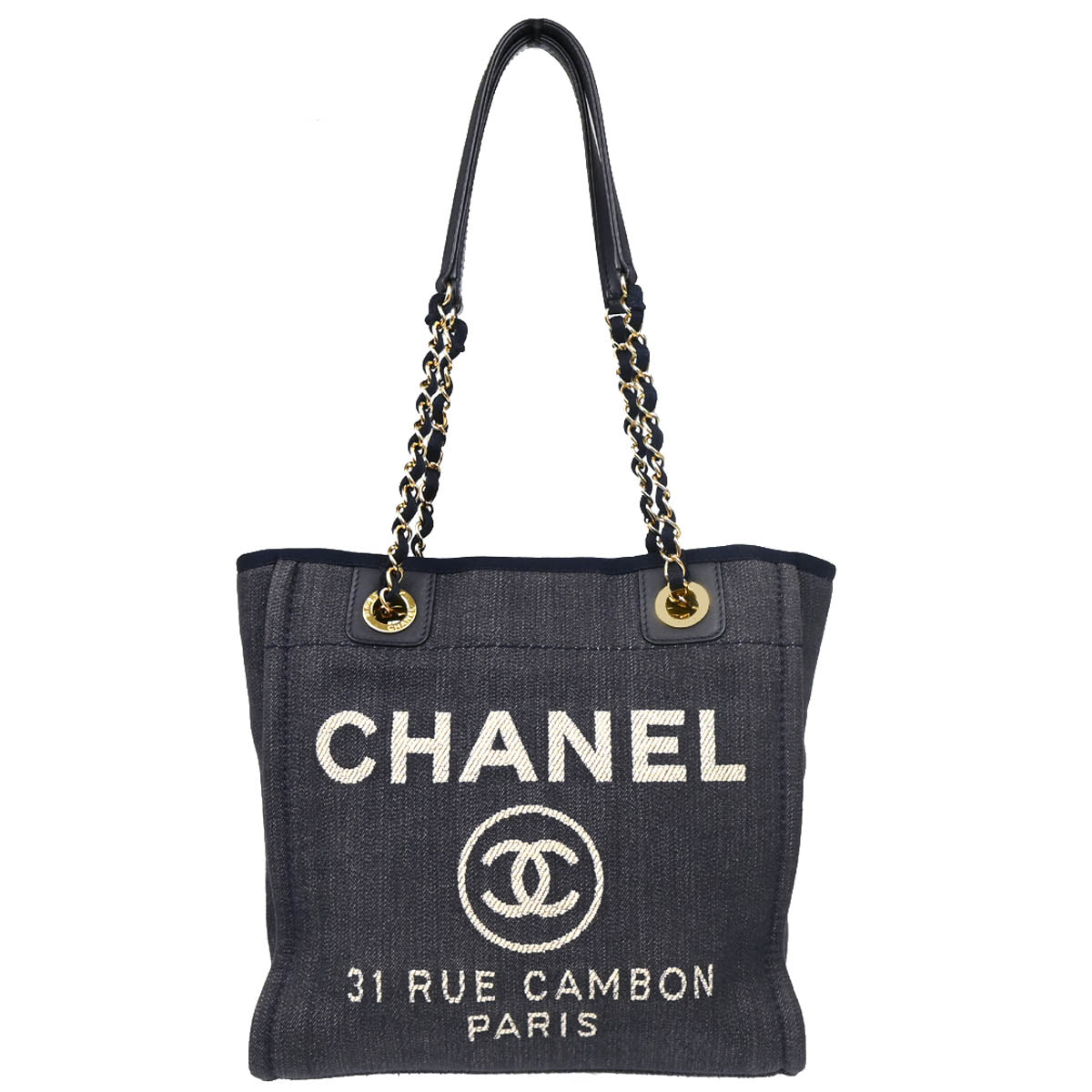 Chanel 2012-2013 Navy Denim Mini Deauville Shoulder Tote Bag