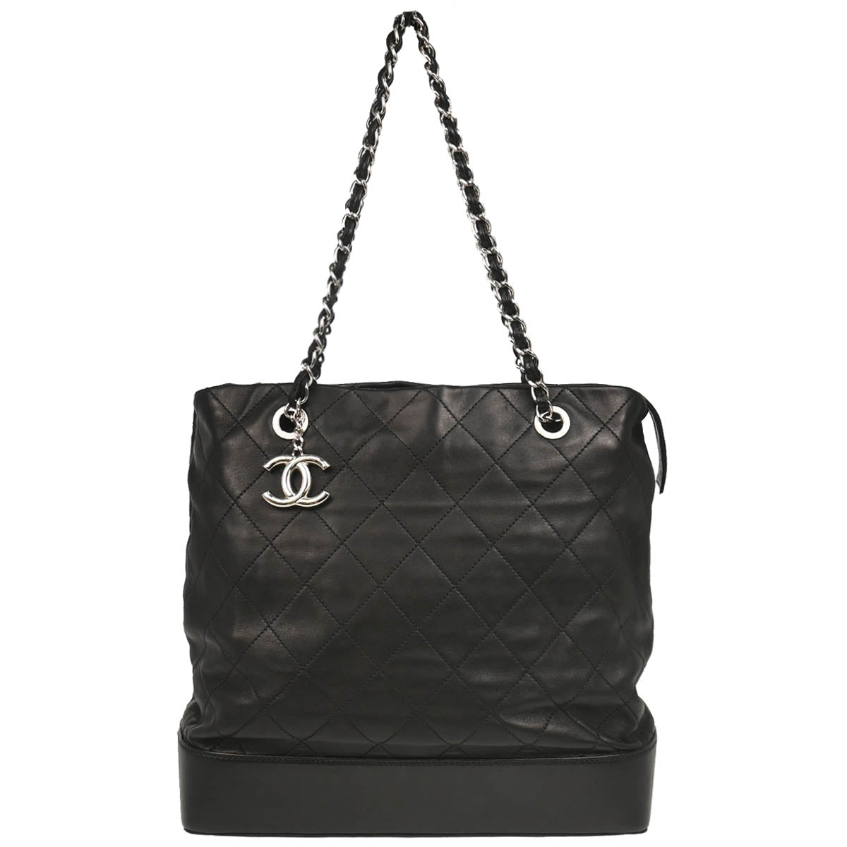 Chanel 2010-2011 Black Lambskin Chain Tote Handbag