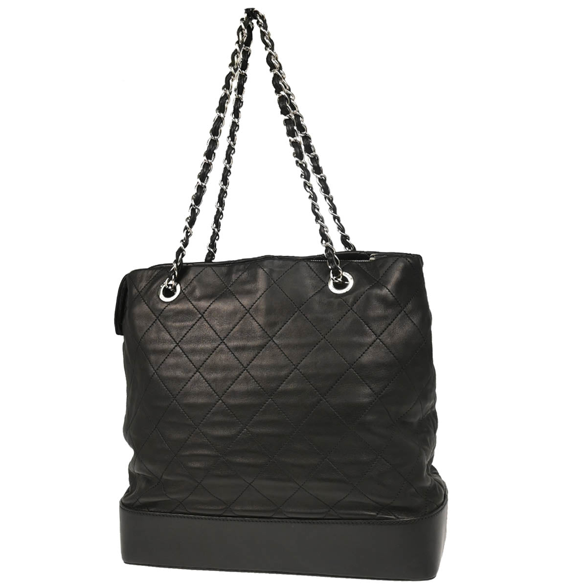 Chanel 2010-2011 Black Lambskin Chain Tote Handbag