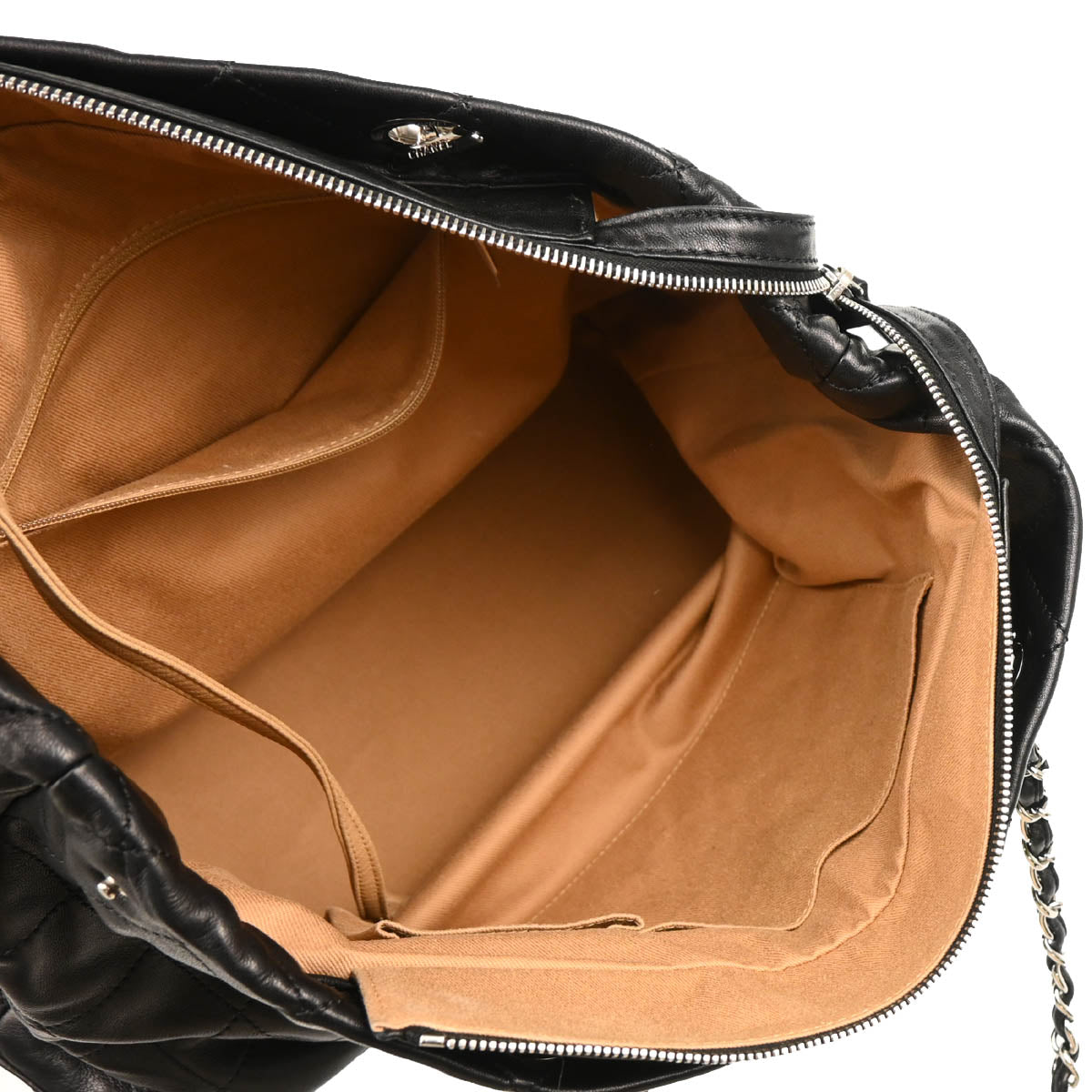 Chanel 2010-2011 Black Lambskin Chain Tote Handbag