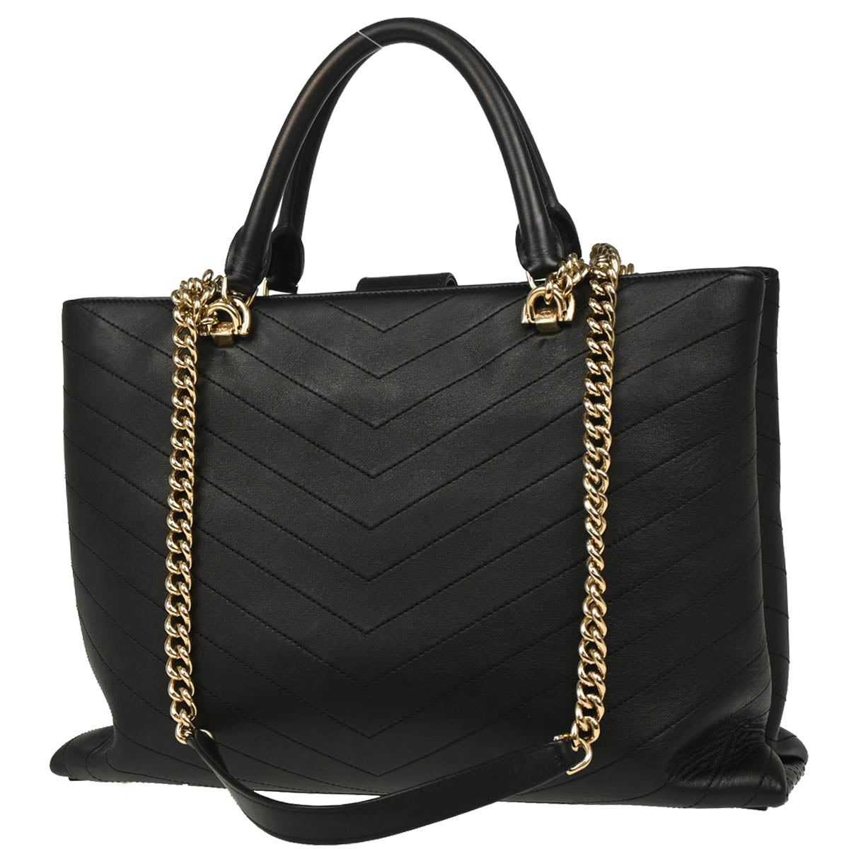 Chanel 2018-2019 Black Lambskin Chevron Chic Shopping Tote