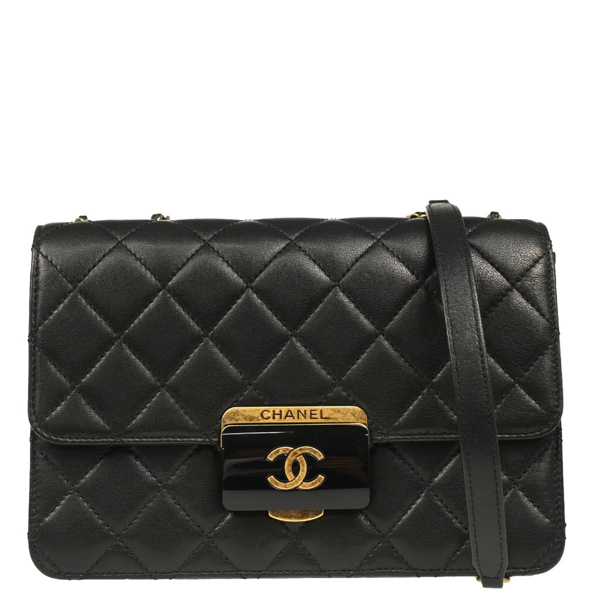 Chanel 2016-2017 Black Lambskin Beauty Lock Shoulder Bag