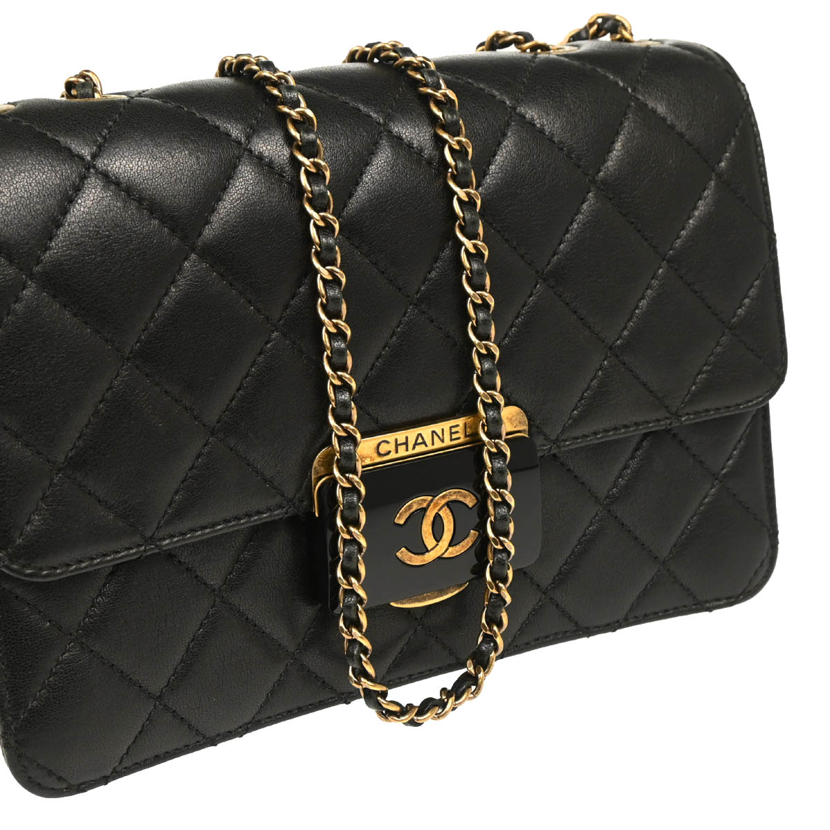 Chanel 2016-2017 Black Lambskin Beauty Lock Shoulder Bag