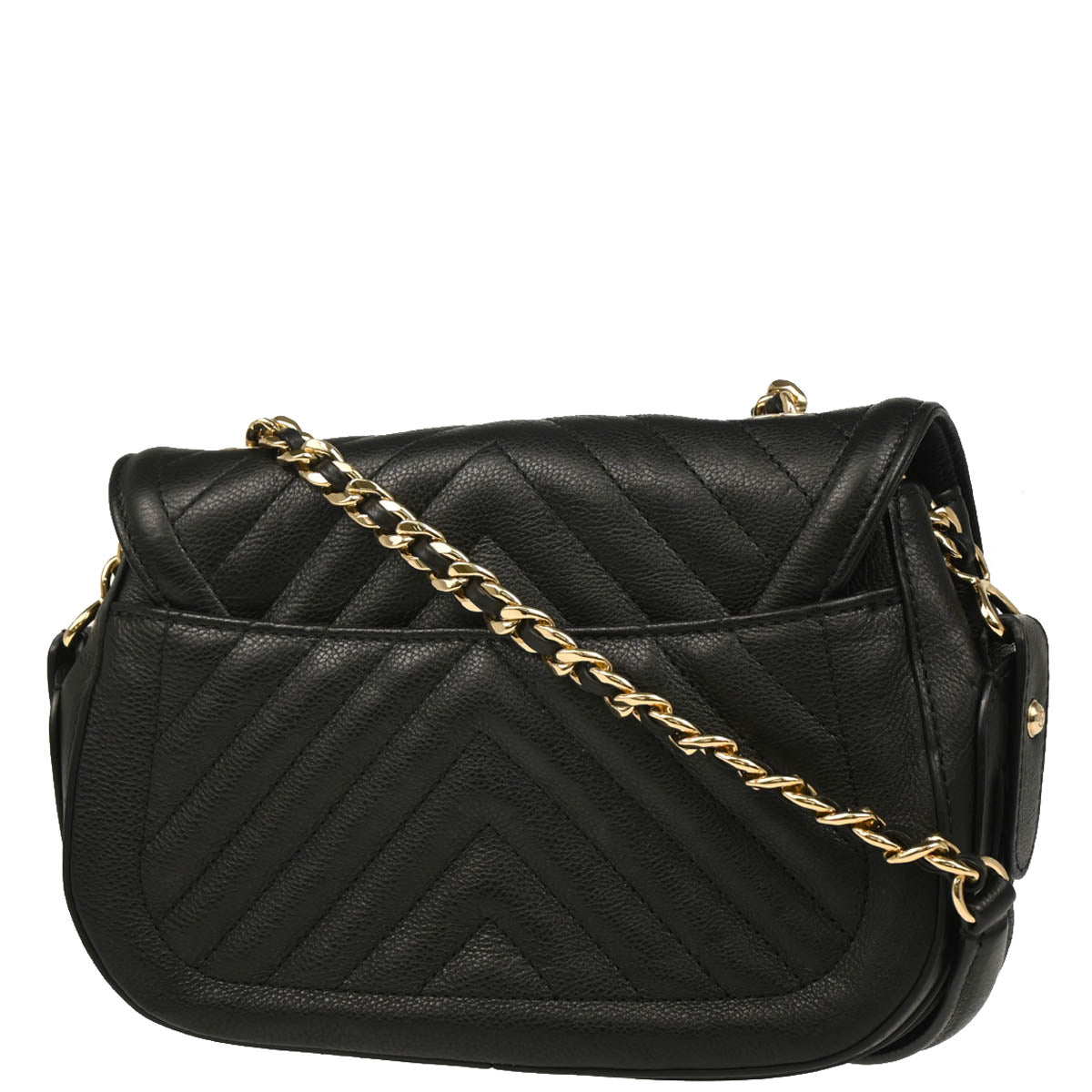 Chanel 2018-2019 Black Calfskin Chevron Filigree Shoulder Bag