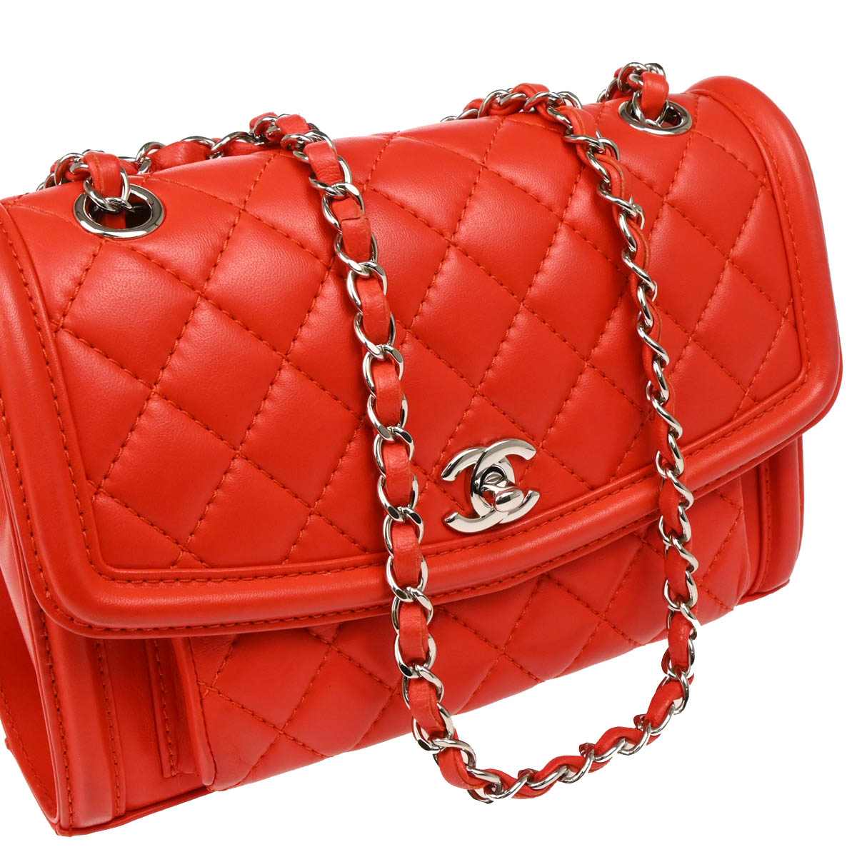 Chanel 2014-2015 Red Lambskin Shoulder Bag
