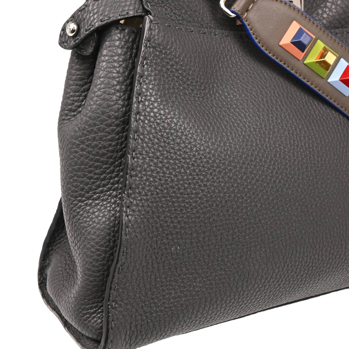 Fendi Gray Leather Peekaboo 2way Handbag