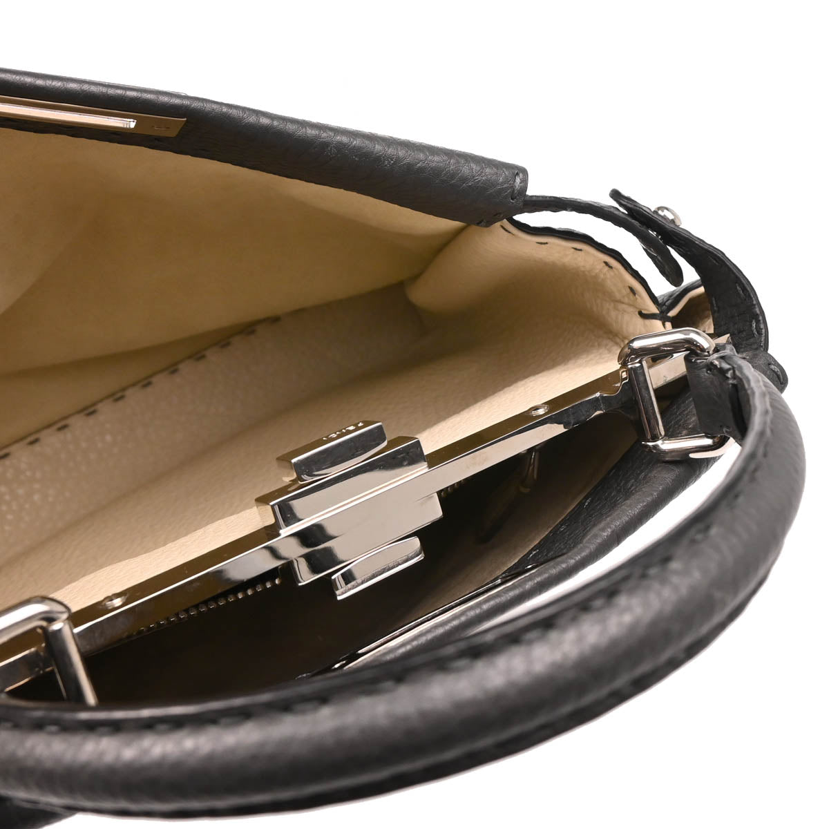 Fendi Gray Leather Peekaboo 2way Handbag