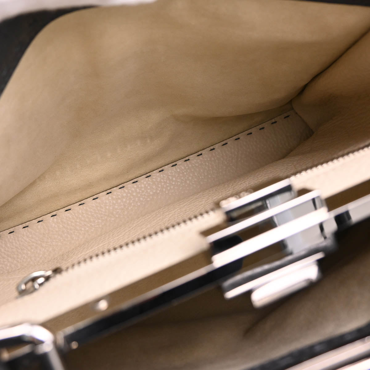 Fendi Gray Leather Peekaboo 2way Handbag