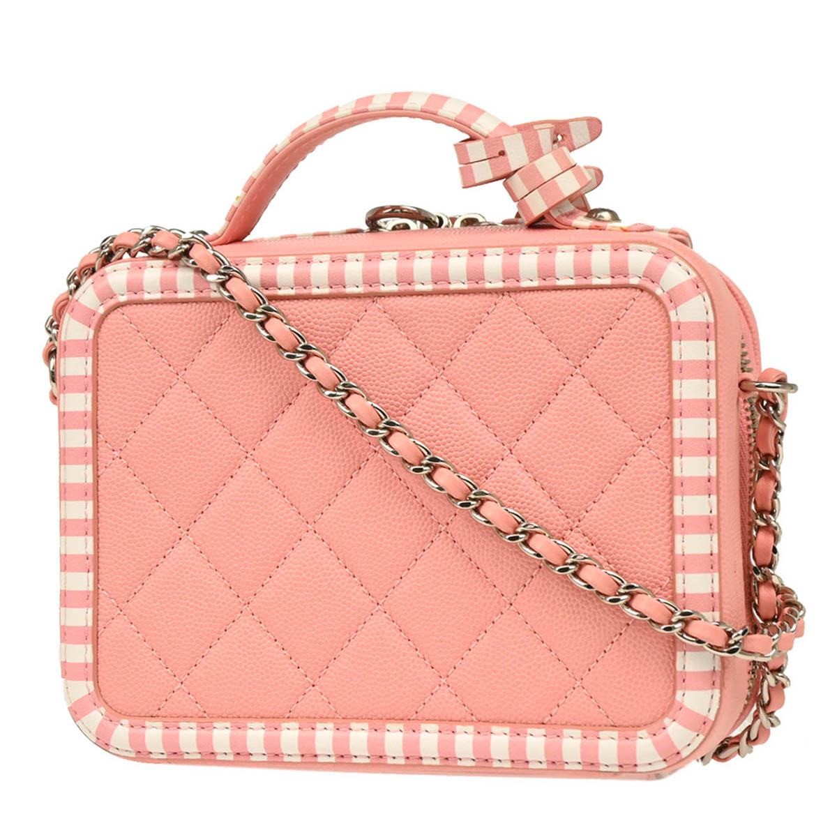 Chanel 2019 Pink Caviar Filigree 2way Shoulder Vanity Handbag
